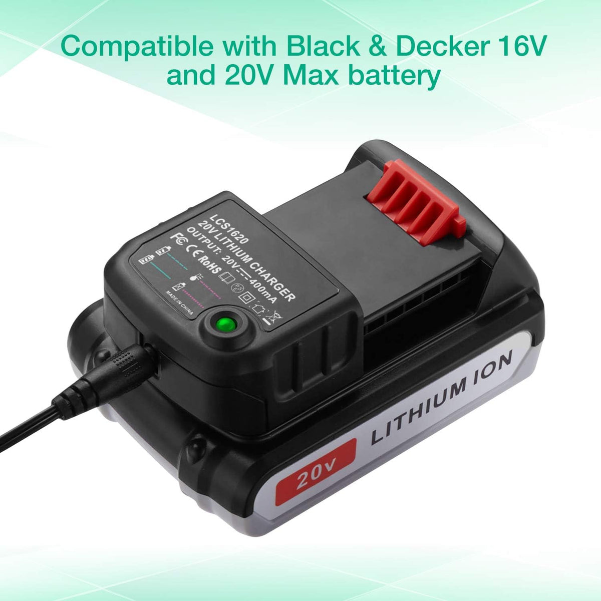 3.0Ah LBXR20 Battery 2Packs for Black & Decker 20V Max Li-ion Cordless Tool W16786