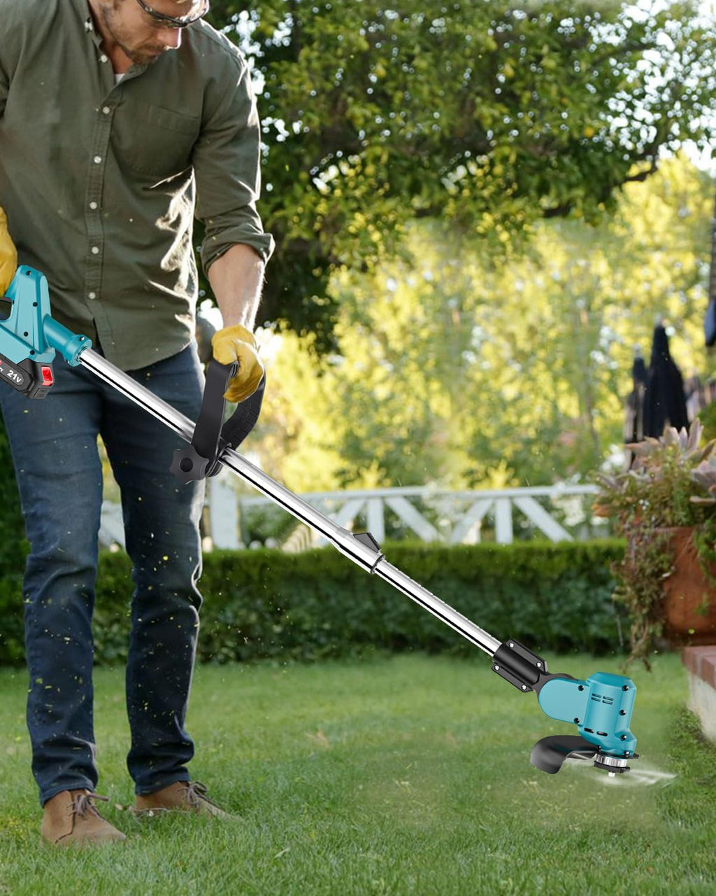 21V Cordless Electric String Trimmer with 6000mAh Battery D5546