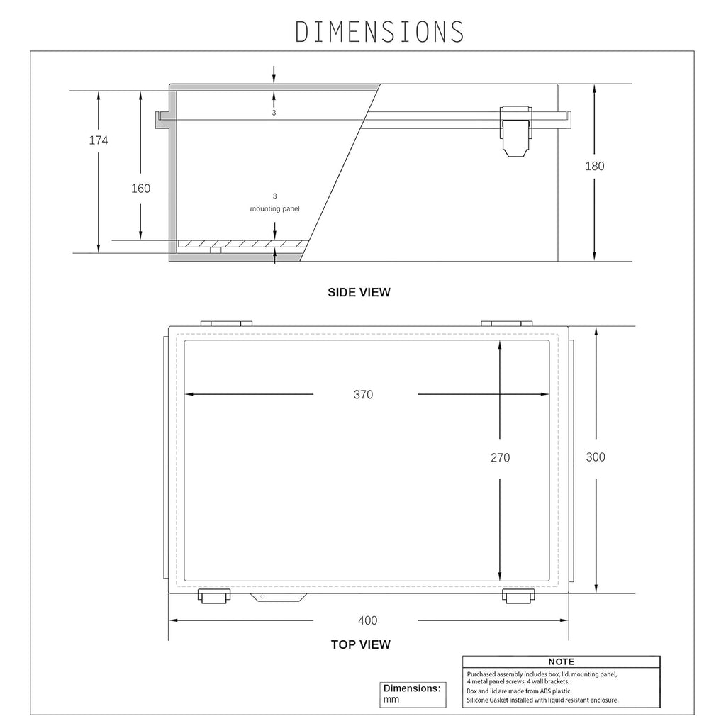 IP67 Waterproof Hinged Cover Plastic Junction Box with Mounting Plate 400×300×180mm B589428