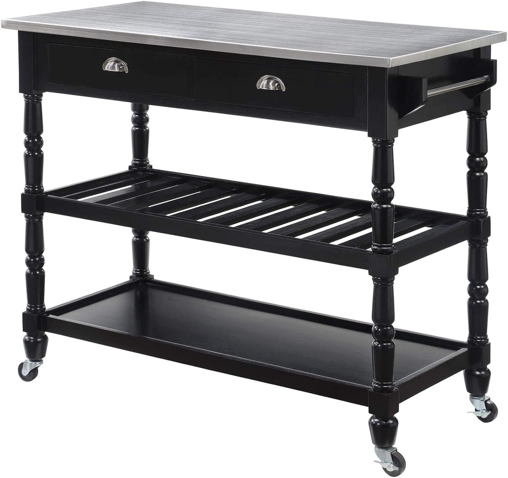 Stainless Steel 3-Tier Kitchen Cart with Drawers O245