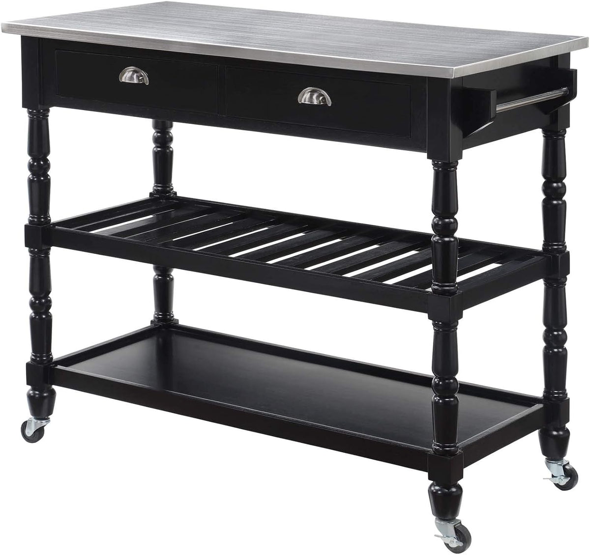 Stainless Steel 3-Tier Kitchen Cart with Drawers O245