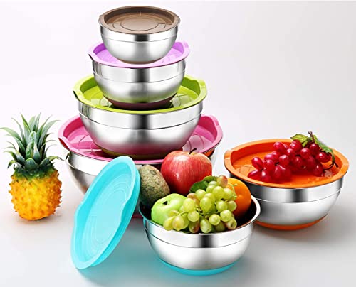 6 Piece Stainless Steel Mixing Bowls with Airtight Lids M133316