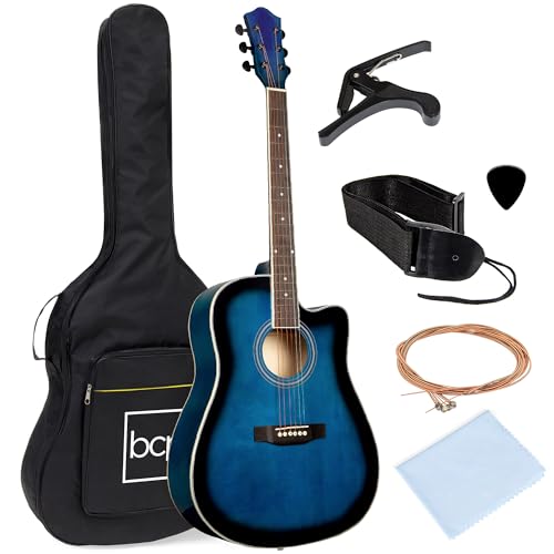 Natural Full Size Acoustic Guitar Starter Set with Case, Strap, Capo, Strings, Picks T391979