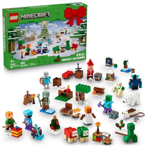 LEGO Minecraft Advent Calendar Building Toy with 24 Buildable Surprises and 8 Minifigures E886257