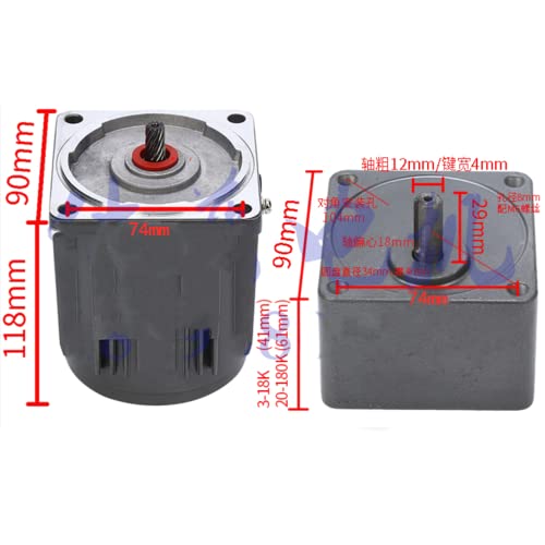 110V AC Single-Phase High Torque Electric Gear Motor with Speed Controller 0-45RPM 120W 30K C617