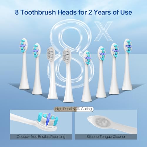 Rechargeable Electric Toothbrush with 8 Brush Heads, 5 Modes, Pressure Sensor E896603