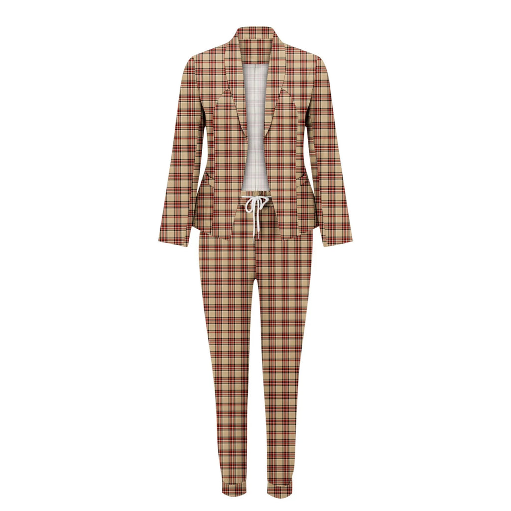 Women's Casual Long Sleeved Slim Fitting Drawstring Suit Pants Set U295