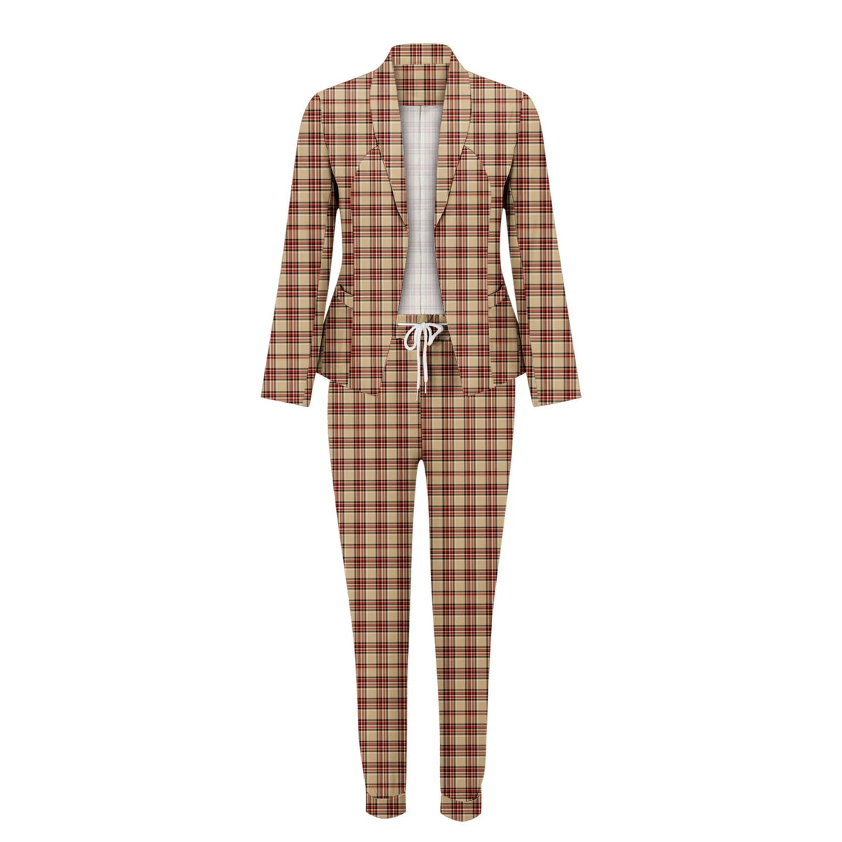 Women's Casual Long Sleeved Slim Fitting Drawstring Suit Pants Set U295