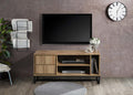 Oak TV Stand with Shelves and Cabinet I21403