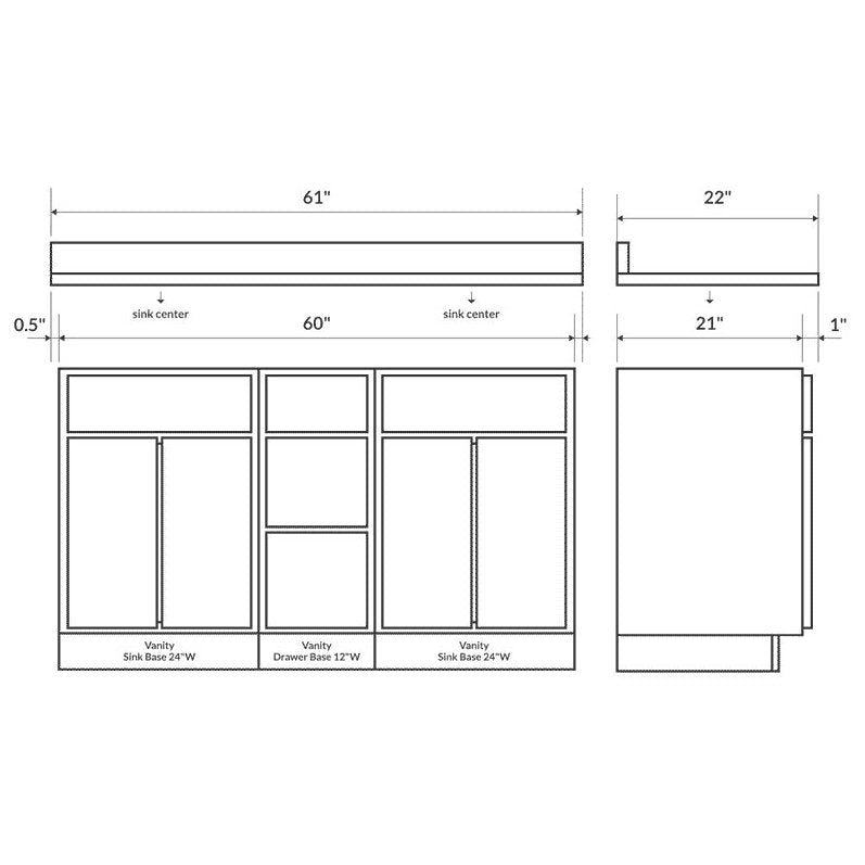 Tan Brown 61W Double Vanity Top with Backsplash P243535