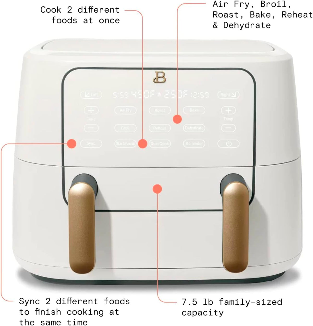 9QT TriZone Air Fryer White Icing N905