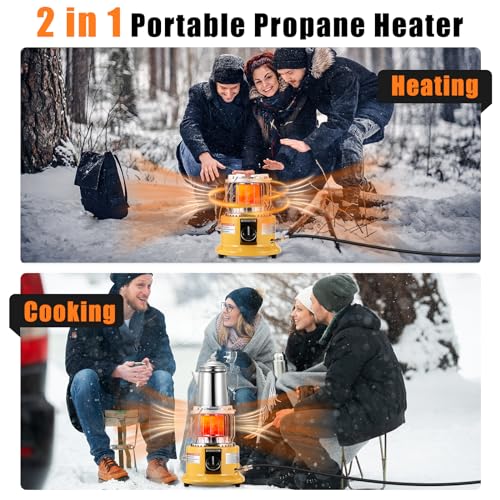 2 in 1 Propane Heater & Stove, 13000 BTU Portable Propane Heater with Handle D25473