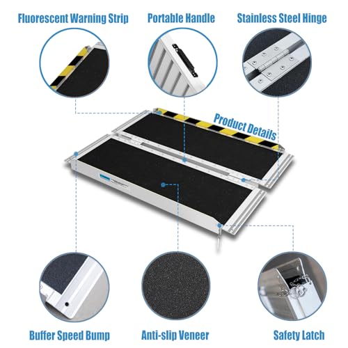 Non-Slip Folding Aluminum Wheelchair Ramp 3FT M7497