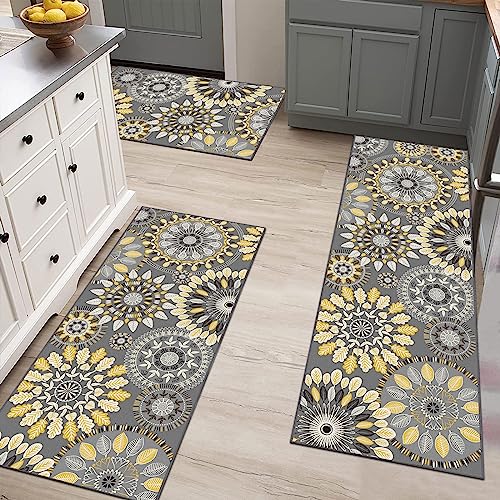 Farmhouse Kitchen Rugs Sets of 3, Non Slip Washable Kitchen Mat S622