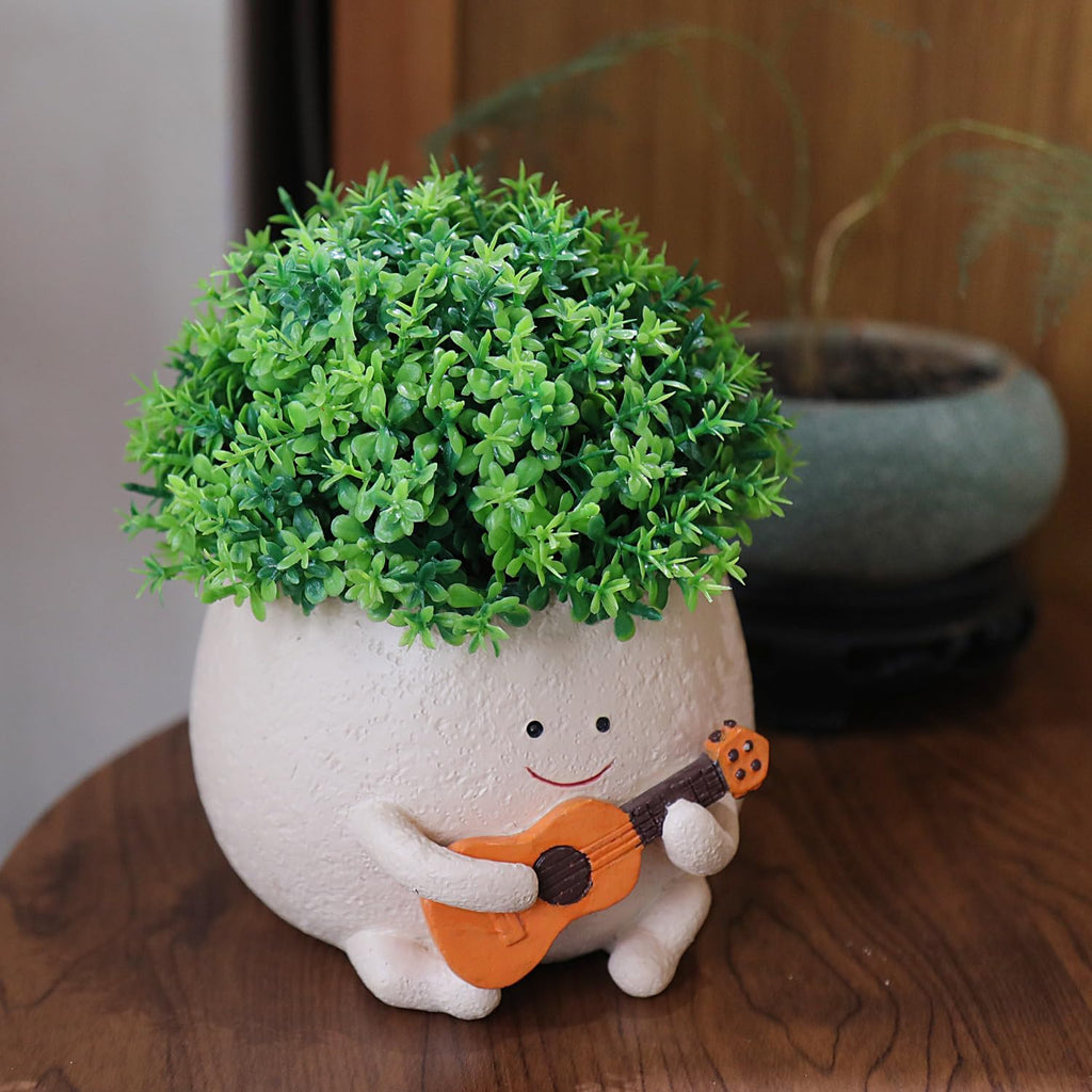 Smiley Guitar Head Succulent Pots with Drainage Hole A4849