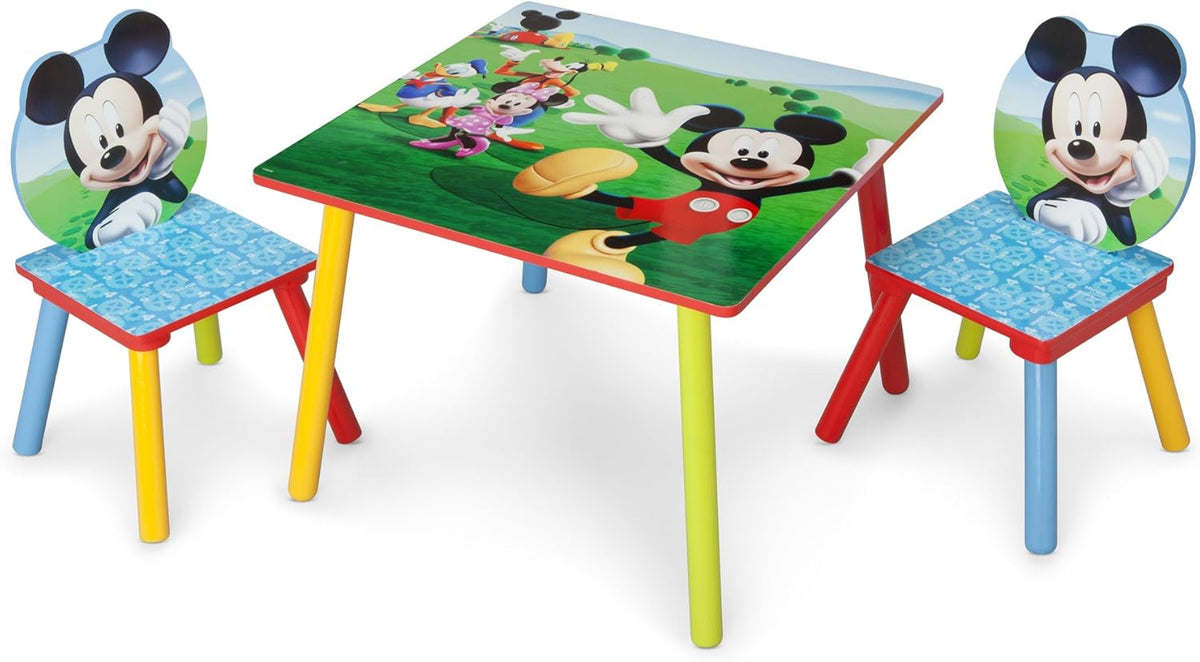 Kids Table and Chair Set with 2 Chairs and 6 Bin Toy Organizer W739472