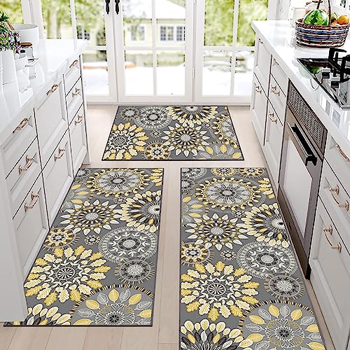Farmhouse Kitchen Rugs Sets of 3, Non Slip Washable Kitchen Mat S622