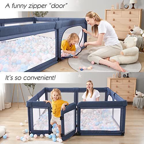 Black 79”x59” Baby Playpen with Door and Mesh M105