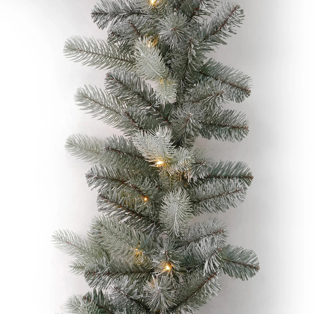 Blue Spruce 9ft Garland Pre-Lit with 50 Warm White LED Lights N28037