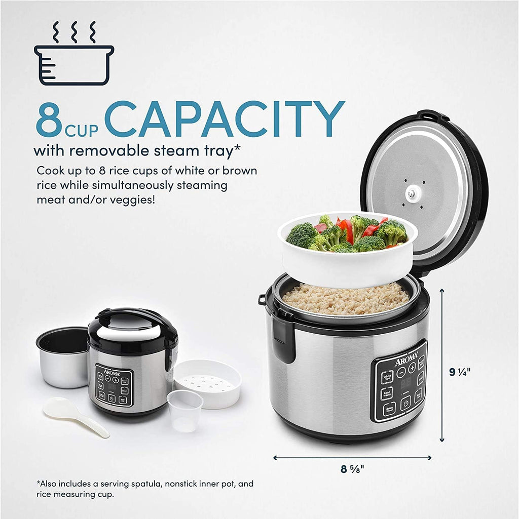 8 Cup Digital Stainless Rice Cooker and Food Steamer Q83452