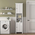 White 15.7"L x 11.8"W x 67"H Narrow Bathroom Storage Cabinet with Shelves and Door C4608