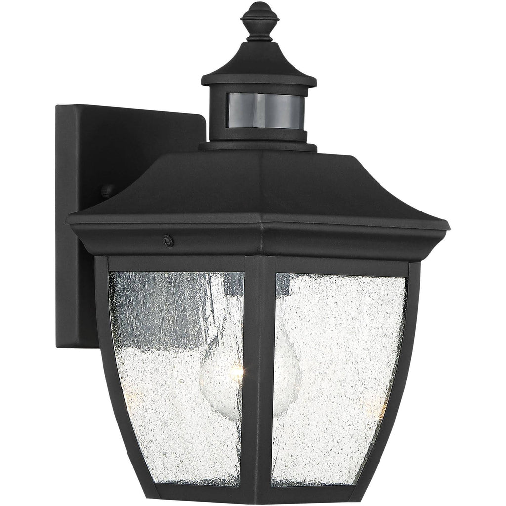Black 12 inch Clear Seedy Glass Motion Sensor Outdoor Wall Light K22573