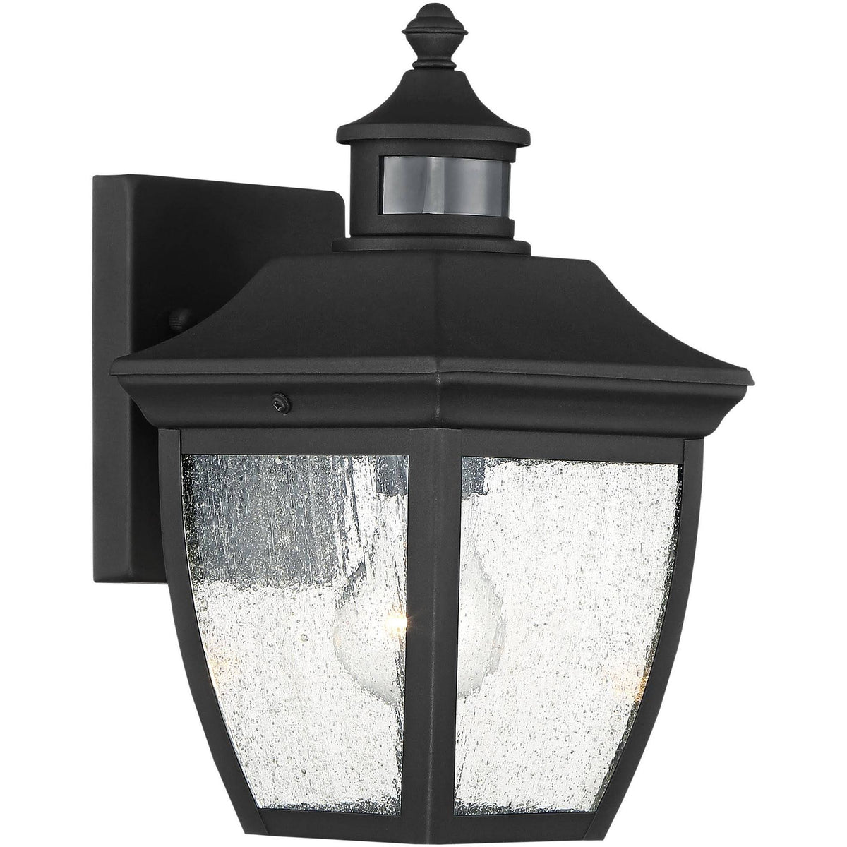 Black 12 inch Clear Seedy Glass Motion Sensor Outdoor Wall Light K22573