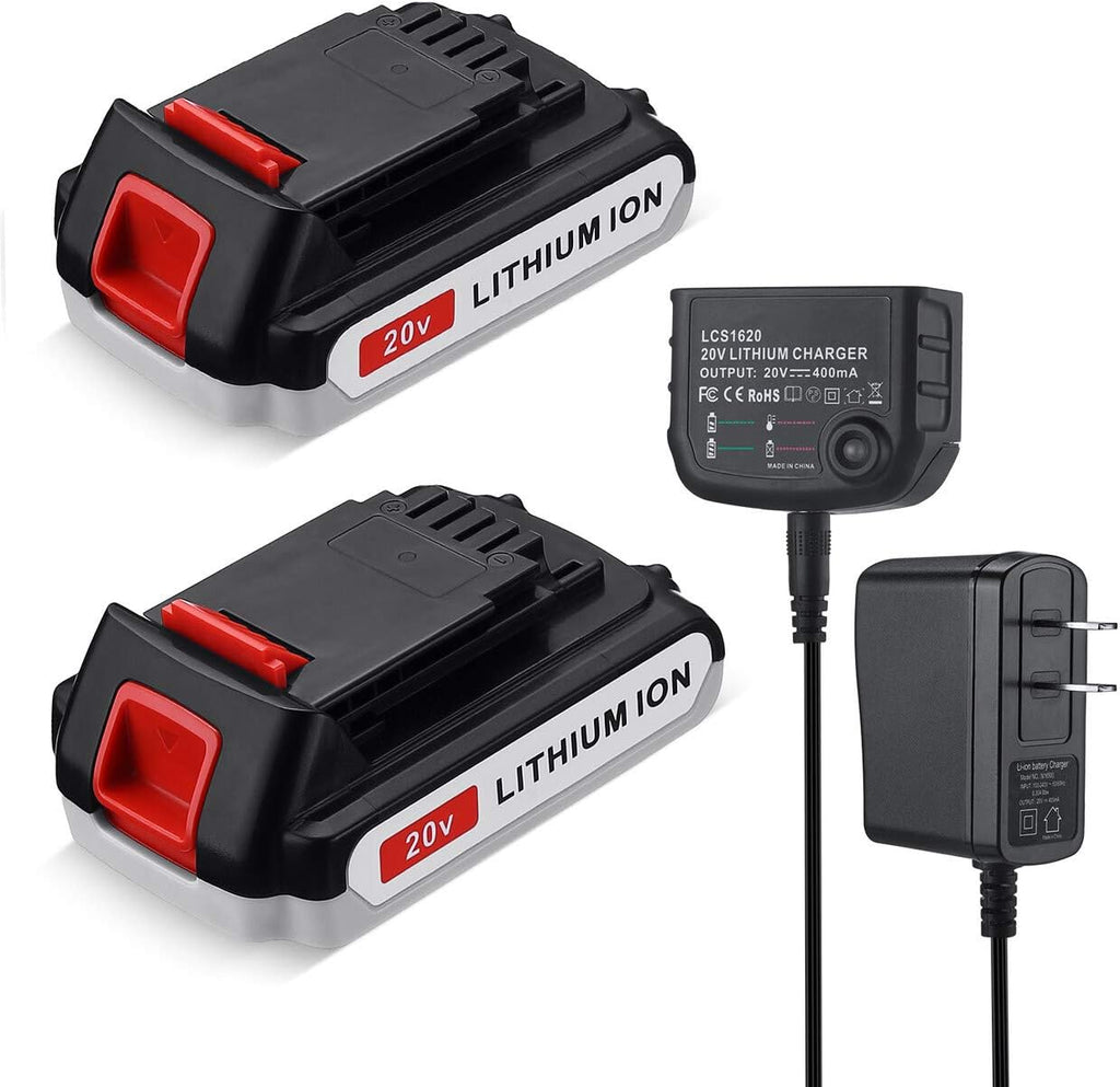 3.0Ah LBXR20 Battery 2Packs for Black & Decker 20V Max Li-ion Cordless Tool W16786