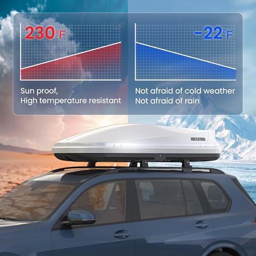 White 21 Cubic Feet Rooftop Cargo Box Carrier with Dual Side Opening D551716