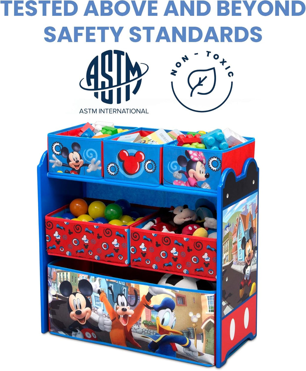 Kids Table and Chair Set with 2 Chairs and 6 Bin Toy Organizer W739472