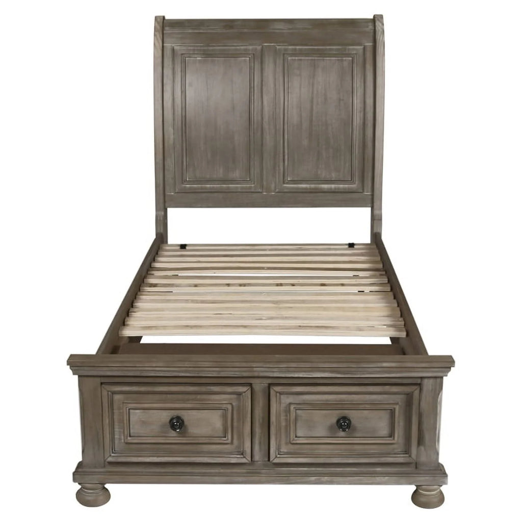 4PC Wood Twin Bedroom Set with Chest in Pewter V58347