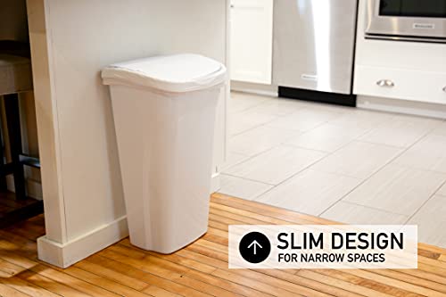 10 Gal Kitchen Trash Can with Dual Swing Lid, Pack of 2, White W1925