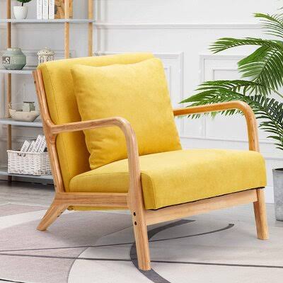 Yellow Linen Polyester Armchair I9713