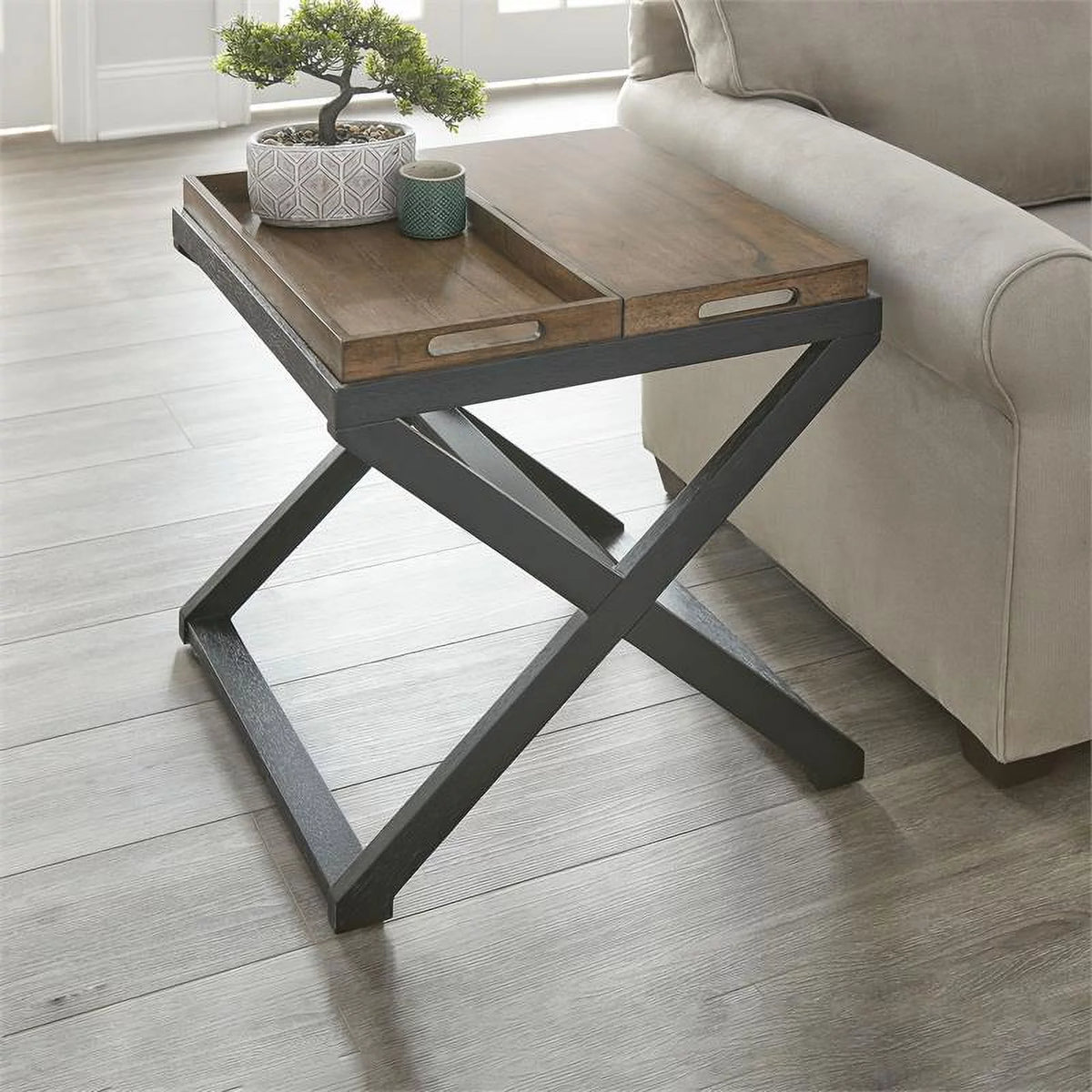 Walnut and Ebony Solid Wood End Table F7524