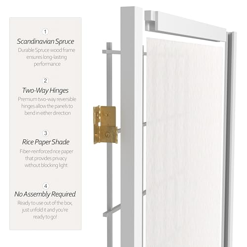 6 ft. Tall 4 Panels Window Pane Shoji Screen Room Divider M602658