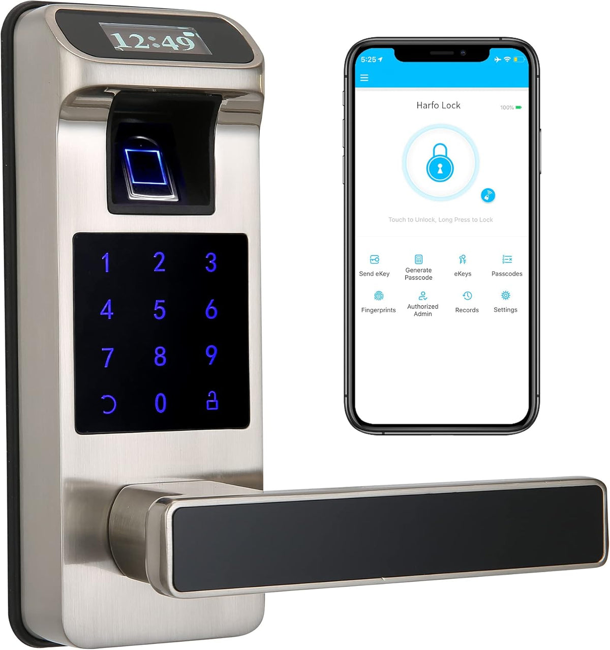 Keyless Entry Door Lock with Touchscreen Keypad J3456