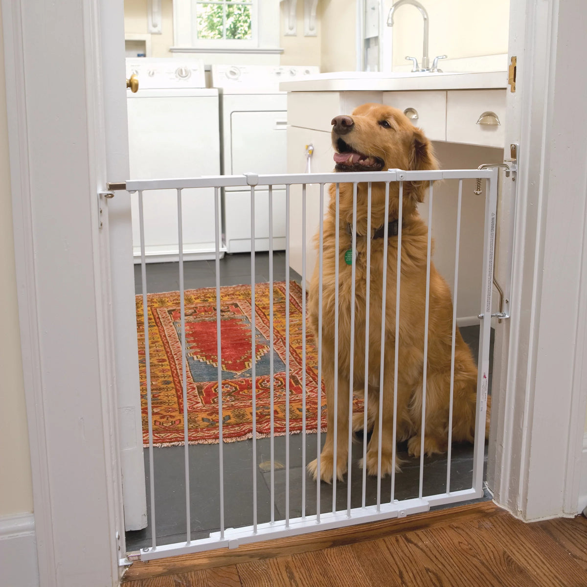 White Pet Safety Gate 26.5" to 41.5" Wide x 29.5" Tall N943