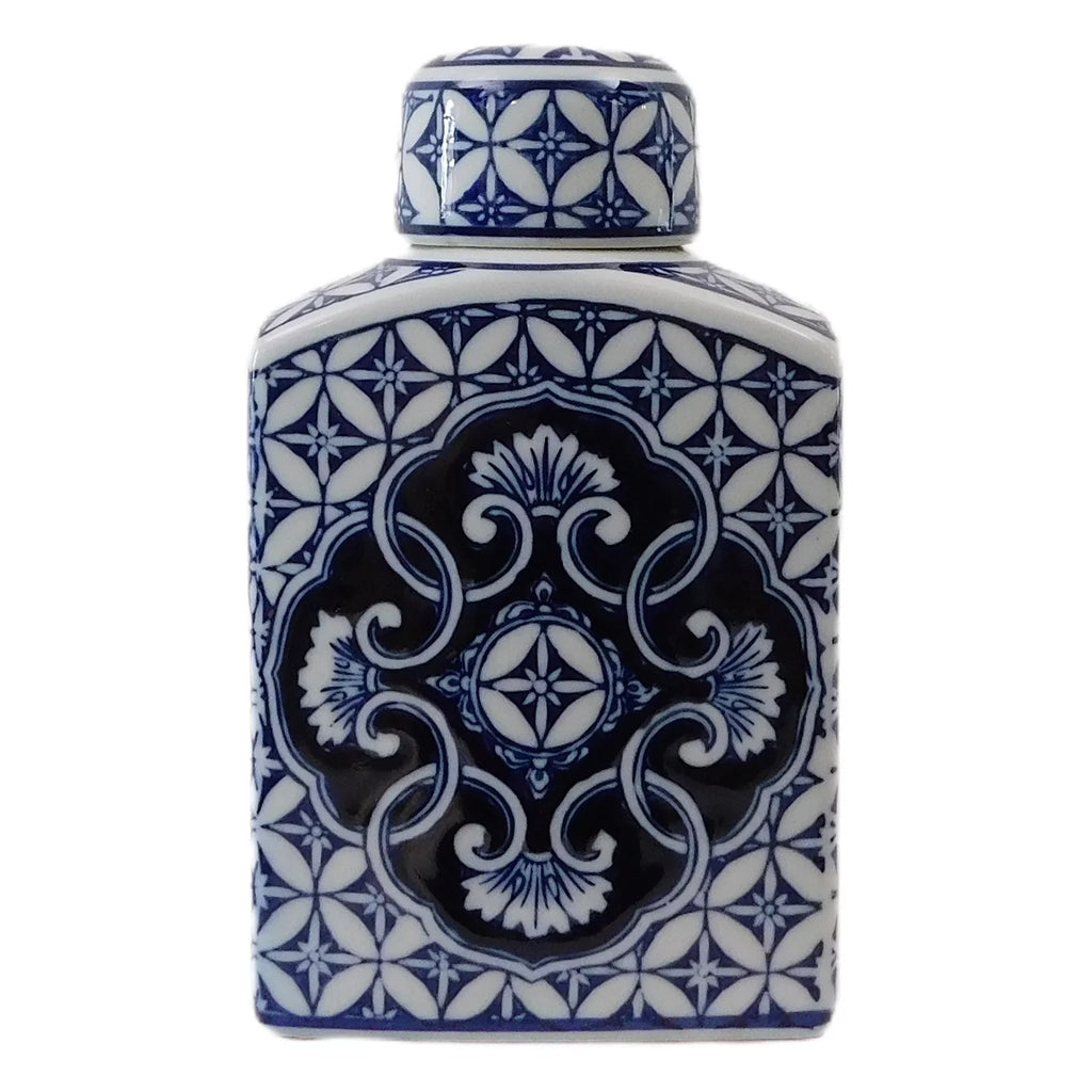 Blue and White Rectangular Tea Jar C995490