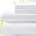 White 6 Piece 1800 Thread Count Microfiber King Size Bed Sheets Set with 15 Inch Deep Pocket Fitted Sheet G119643