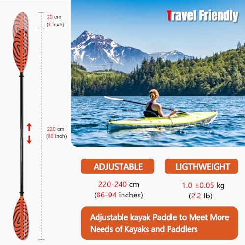 Fiberglass Shaft Adjustable Floating Kayak Paddles 3 Piece M88852