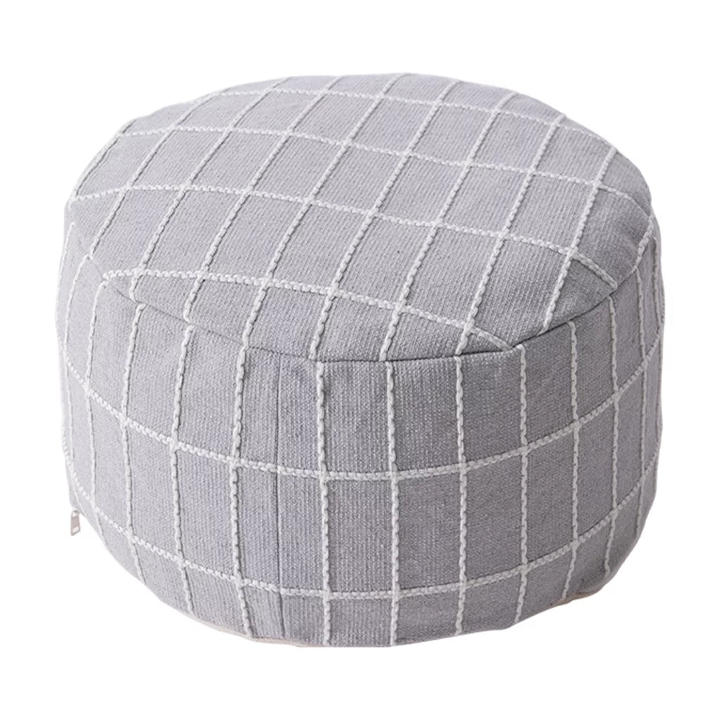 Gray Ottoman Pouffe Cover Foot Stool Cubes X922728