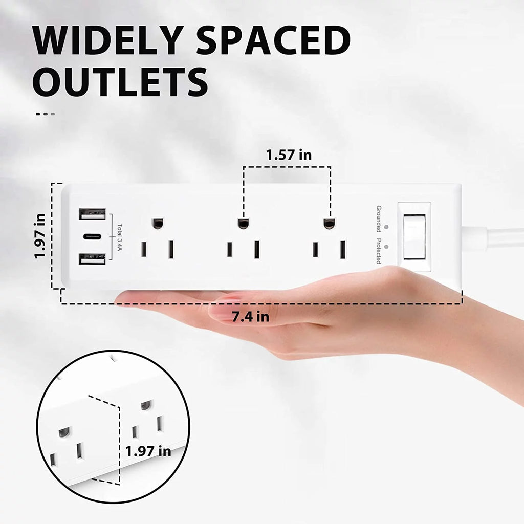 Surge Protector Power Strip with 9 Outlets 2 USB-A 1 USB-C 5 Ft Extension Cord F15987