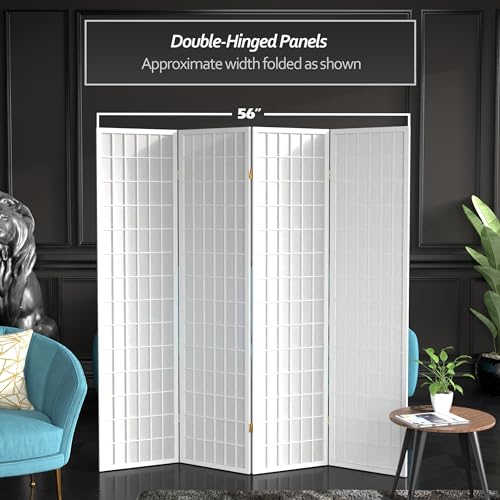 6 ft. Tall 4 Panels Window Pane Shoji Screen Room Divider M602658