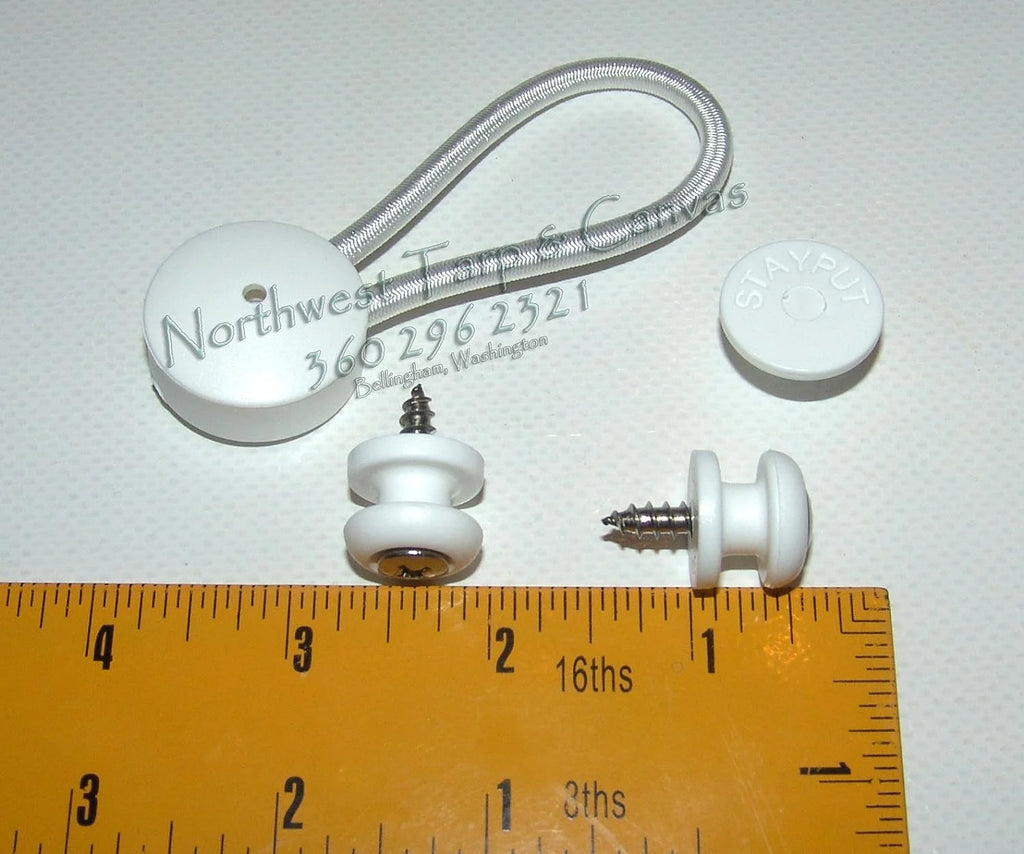 White Surface Attachment Bungee Fastener, 4 Pcs J559