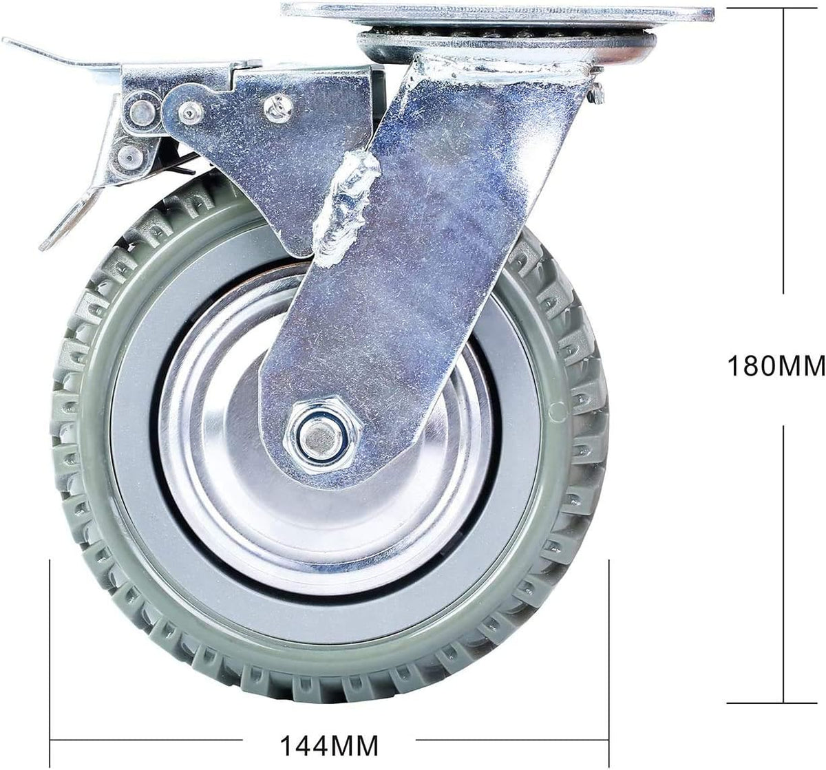 4 Pack 6 inch Swivel Rubber Wheel Casters Set with Brake T71633
