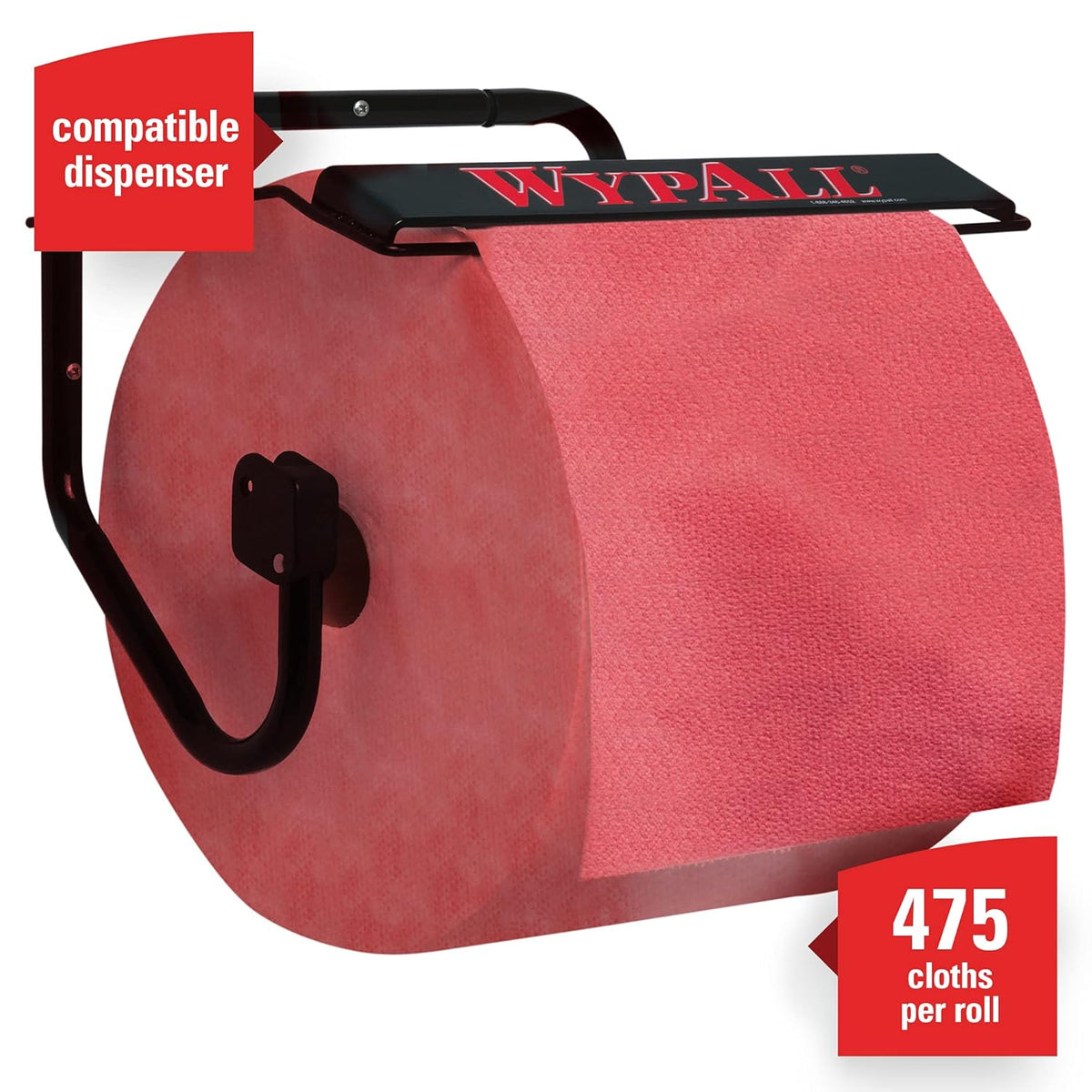 Red Jumbo Roll Reusable Wipes, 475 Sheets T8182