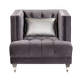 Gray Velvet Chair with Pillow T4824