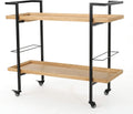 Natural Finish Black Wooden Bar Cart Z78921