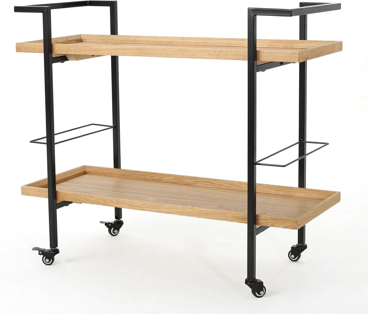 Natural Finish Black Wooden Bar Cart Z78921