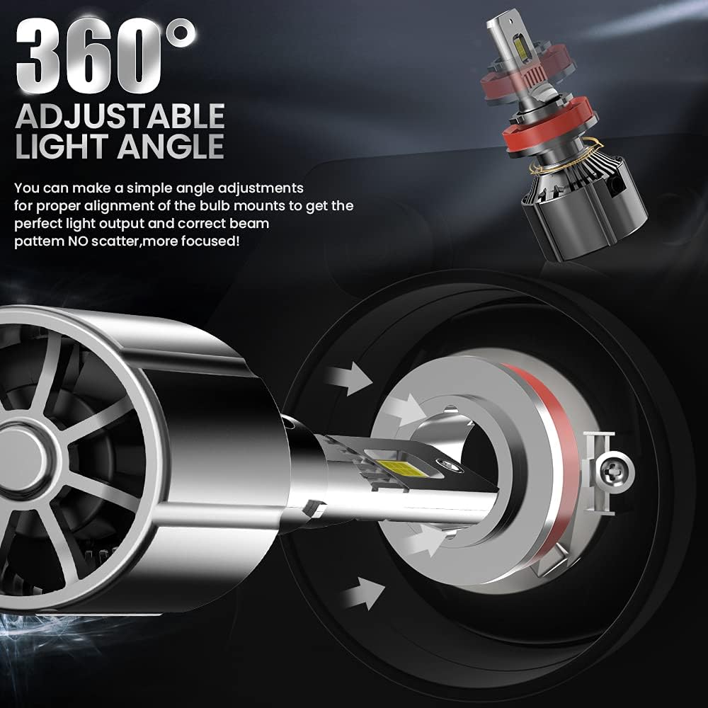 H11 LED Headlight Bulbs 6500K Cold White Conversion Kit Pack of 2 F120